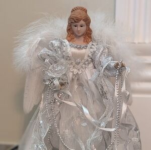 Fiber Optic Porcelain Angel Vintage 12in Christmas Tree Topper